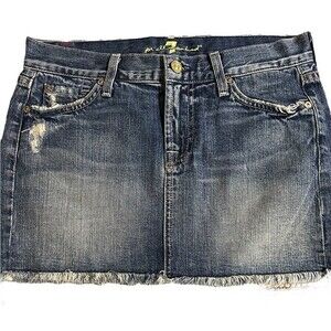 7 for all mankind bedazzled denim mini skirt size 27. Some distressing